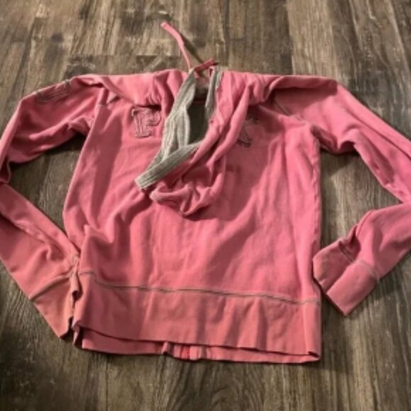 Vintage PINK Hooded Zip-Up Sweatshirt 20 plus years old in great condition - Picture 5 of 5